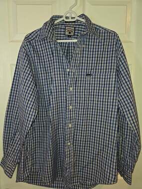 FACONNABLE MENS SHIRT XL BLUE YELLOW CHECK PLAID ALBERT GOLDBERG